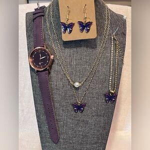 SPG Gold Toned Necklace and Watch Set.